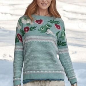 Sundance wool blend soft green embroidered bodice pullover sweater sz XS